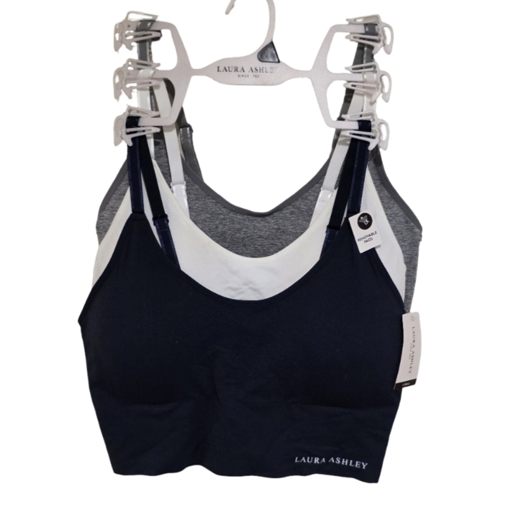 Laura Ashley 3pk Active Athletic‎ Lined Sports Bras Bralettes Plus Size 1x New